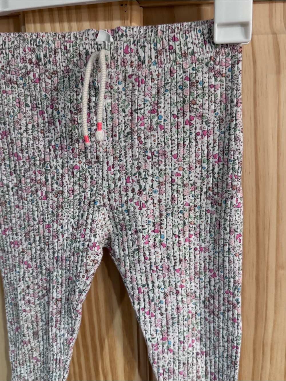 Zara Kids Girls Floral Ribbed Leggings Pink Purple White Size 3-4 Years 104cm - Picture 2 of 6